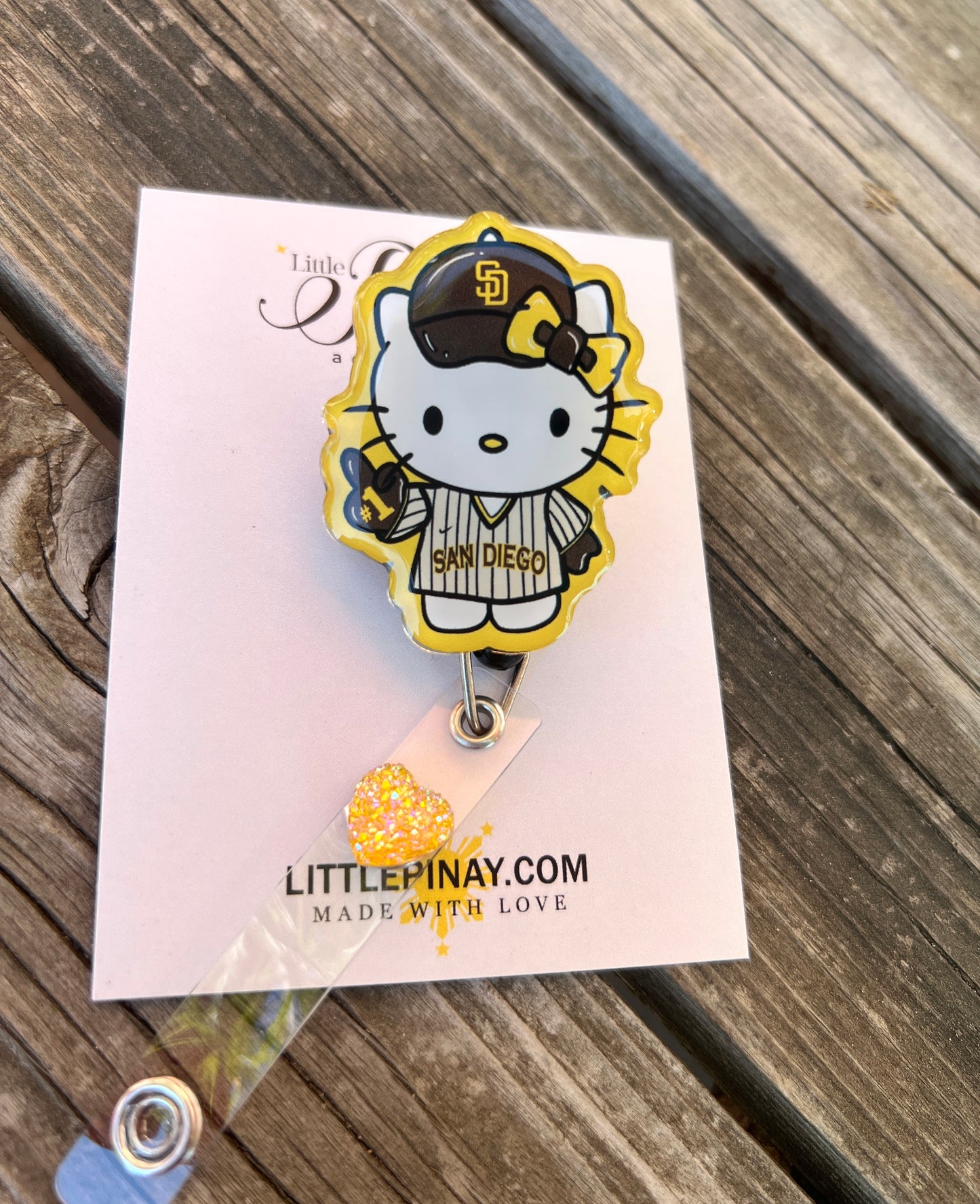 Hello Kitty San Diego Padres , Baseball ID Badge Reel, Alligator Clip – Little  Pinay Shop
